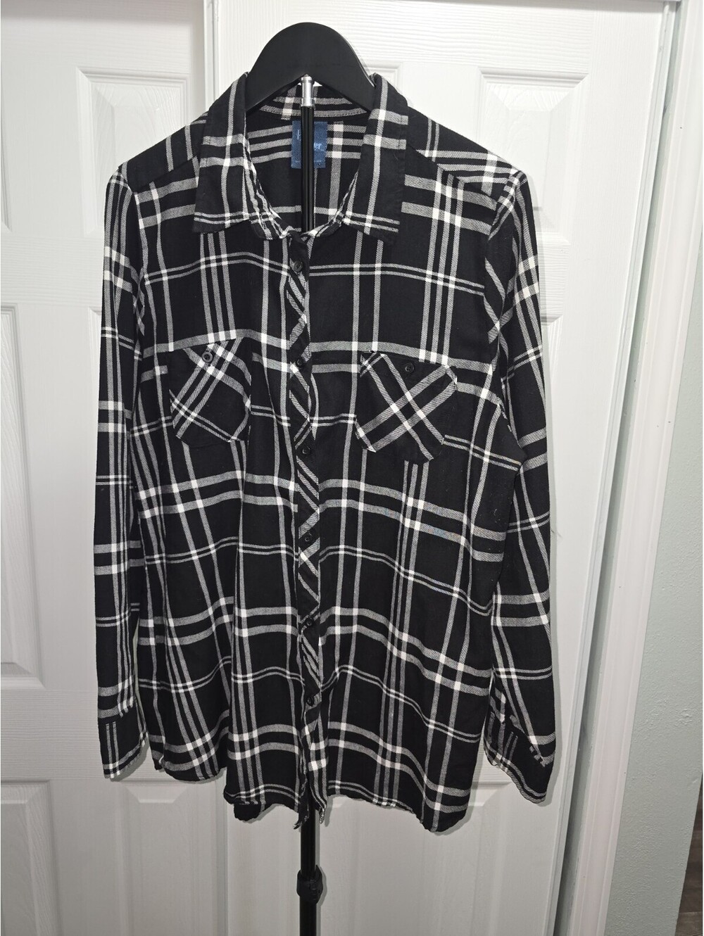 Hot Topic Harry Potter Flannel Button Up Black And White Plaid XXL